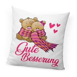 clothinx Get Well Soon Pink Bear Decorative Cushion with Filling Printed Perfect as a Recovery Wish for Girls and for Hospital Stays