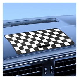 DUSCOKE Car Dashboard Non-Slip Mat, 11.22" x 5.76" Multi-Functional TPU Sticky Gripping Pad for Phone Keys Sunglasses GPS, Universal Adhesive Vehicle Dash Grid Mat for SUV RV Truck (Black/White)