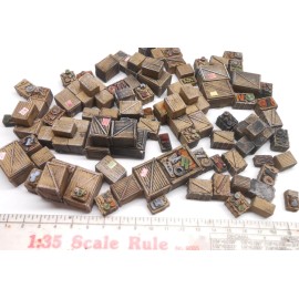 Dioramas Plus Diorama 1/35 60 Piece Unpainted Cargo Boxes Crates Buy 2, Get 3 Save $25!