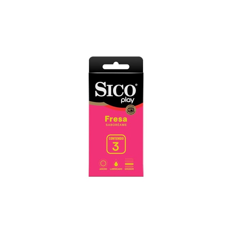 Sico Play, Condón de látex texturizado sabor fresa 3 piezas
