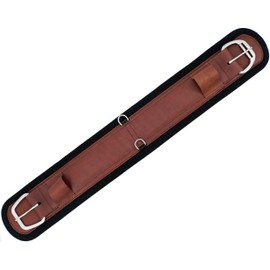 Jeereal Wool Blend Felt Lined Western Horse Cinch Genuine Leather and High-Strength Webbing Stitched (Coffee/Black, 30")
