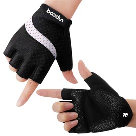 Boildeg Fingerless Cycling and Fitness Gloves, Breathable, Non-Slip, Shock-Absorbing, for MTB Fitness - for Women and Men, white, m