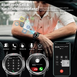 Smartwatch Herren mit Telefonfunktion 1,39" DIY HD Voll Touchscreen Uhren Fitness Tracker 30+ Sportmodi Aktivitätstracker IP68 Wasserdicht Armbanduhr mit Schlafmonitor Schrittzähler Message Reminder