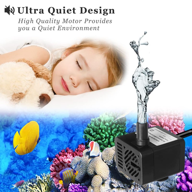 PULACO DC 5V USB Mini Submersible Water Pump with Tubing