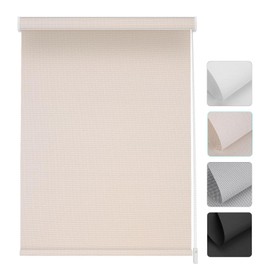 Changshade Size Custom Corded Solar Roller Shades, Light Filtering Roller Window Blinds with Thermal Insulated for Office, Living Room, Bedroom, Kitchen, Easy Installation Beige CML-ROL-BG-B