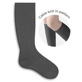 PICCOLO HOSIERY Girls & Boys School Uniform Cable Cotton Knee High Socks - 6 Pair Pack (6-7_Grey_XS)