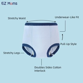 EZ Moms 8 Packs Cotton Training Underwear For Boys High Waist Toddler Boy Underwear 4T Soft Training Underwear For Boys Reusable Toddler Training Underwear Boys 4T Potty Training Underwear 4T