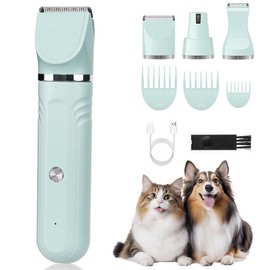Pet Grooming Kit with Stream Clippers ‚Äì Hair Clipper & Paw Trimmer ‚Äì Rechargeable & Cordless Quiet Nail Grinder for Cats, Dogs, and Other Pets:_Green