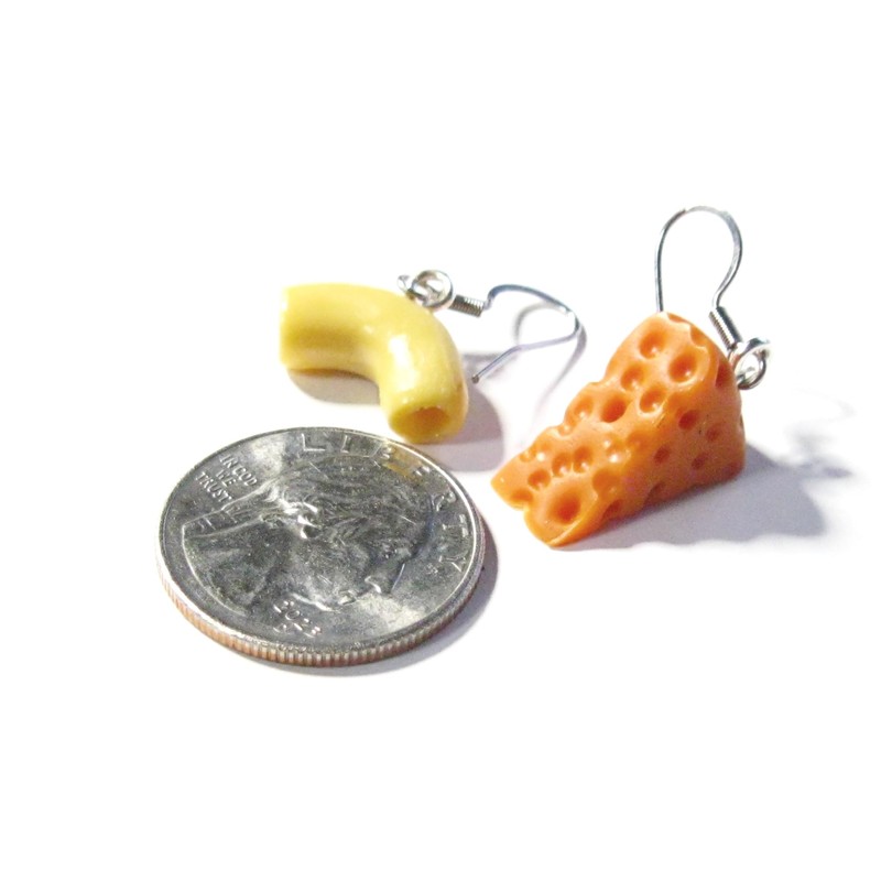 Mac and Cheese Dangle Earrings - Tiny Food Jewelry -
