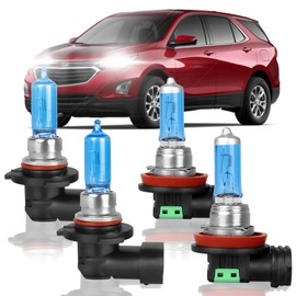 XRDHJI Fit for Chevy Equinox 2010-2017 High Performance Halogen Headlight Bulbs,9005 High Beam+H11 Low Beam Headlamp Replacement Bulbs Kit,Pack of 4