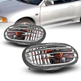 AmeriLite for 1997-2002 Mitsubishi Mirage LS/DE Coupe Sedan Chrome Side Marker Light Pair - Passenger and Driver Side