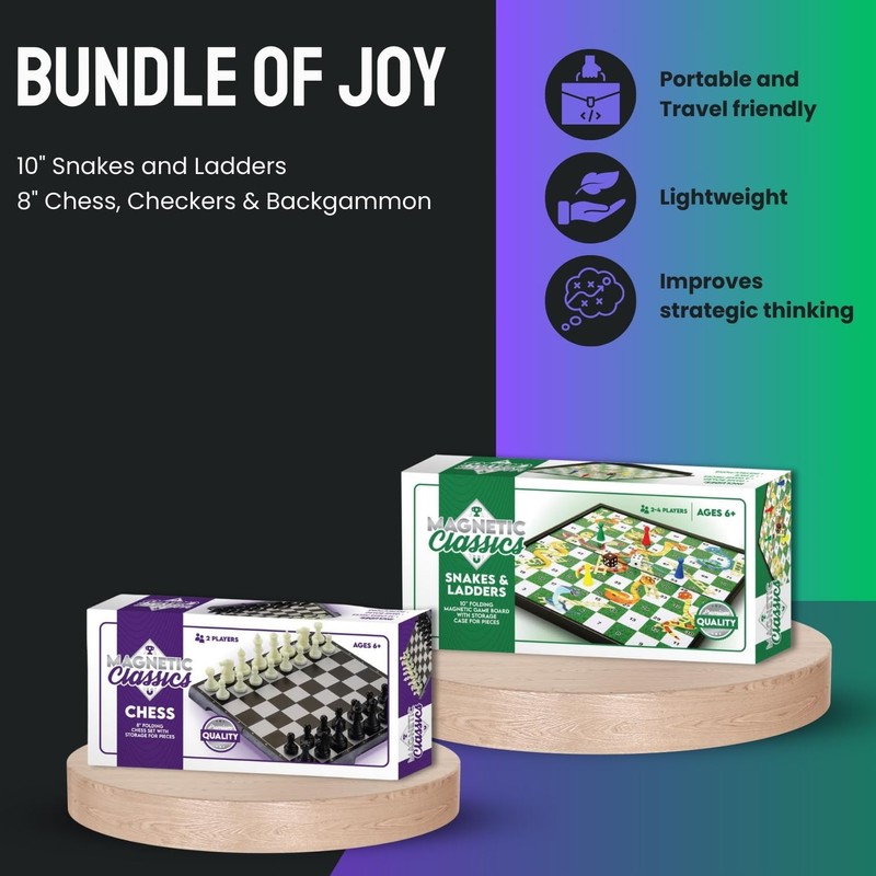 Tradeopia Magnetic Classics Board Game Combo - 8" Classic Chess