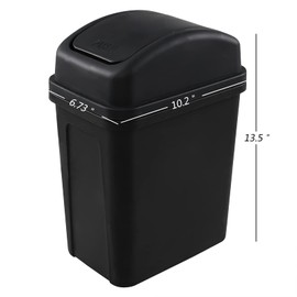 Idotry 1.8 Gallon / 7 Liter Plastic Trash Can, Small Garbage Bin with Swing Lid, Black