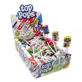 Taffy Pop Tops Candy 48 Count Box Assorted Flavors - Flavor: Strawberry Lemon 48ct