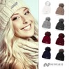 Neverless Ladies Knitted Fur Pom Pom Faux Fur Winter Hat