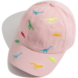 Children's Baseball Cap for Boys Girls Dinosaur Embroidery Adjustable Sports Cotton Cap Sun Hat UV Protection Baseball Cap Summer Autumn Kids Peaked Cap Golf Cap for 2-6 Years Baby Boys Girls, pink