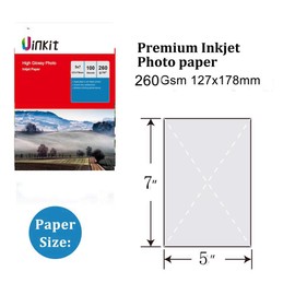 5x7 Photo Paper 7x5 Inkjet Paper -100sheets Thick 260Gsm High Glossy 127x178mm Uinkit