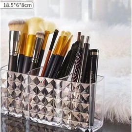 Acrylic Makeup Finger Nail Art Tool Organizer 3 Spaces For Storing Beauty Nail Art Kit Tools (Transparent, One size)