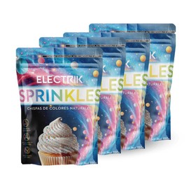 ELECTRIK Sprinkles - Chispas de colores naturales – 4 PACK de 150g| Sin azúcar, bajo en carbohidratos, colores naturales