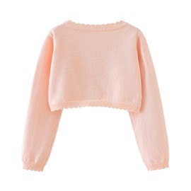 Miipat Girls' Cardigan One Button Baby Girl Bolero Jacket Kids Long Sleeve Shoulder Jacket Knitted Clothing, pink