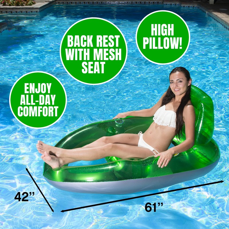 Poolmaster Water Pop Inflatable Deluxe Swimming Pool Float Lounge with