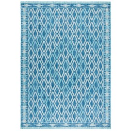 SAFAVIEH Courtyard Collection 8' x 11' Navy / Aqua CY8531 Indoor/ Outdoor Waterproof Easy Cleaning Patio Backyard Mudroom Area Rug