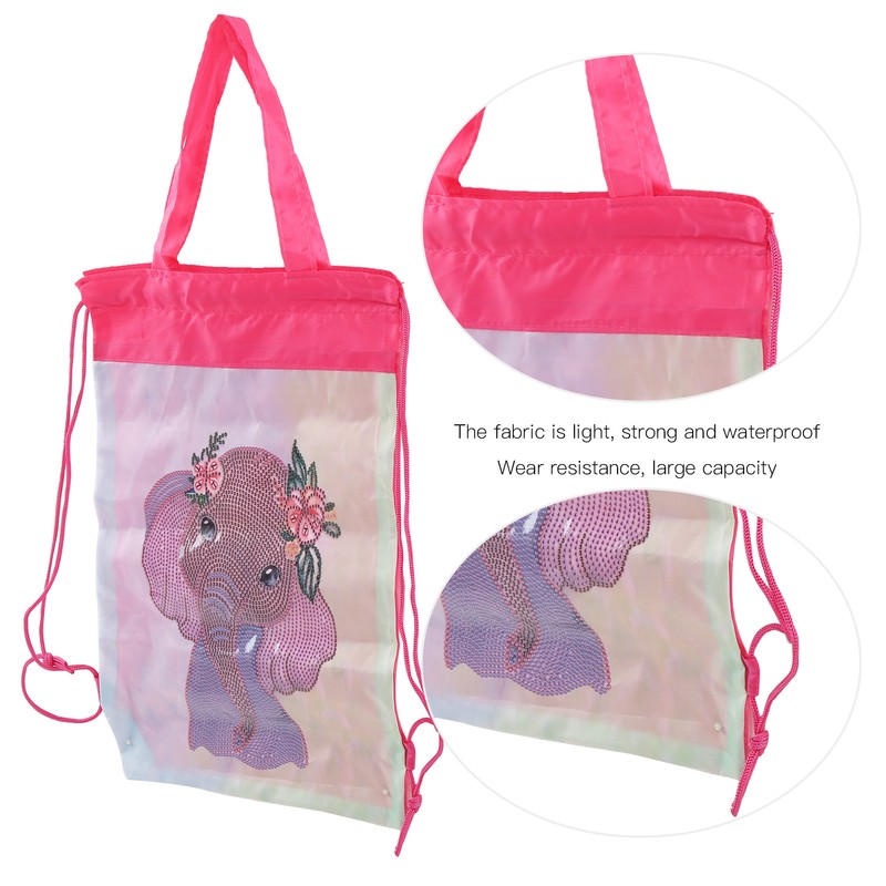 Backpack Bag WearResistant Large Capacity Rhinestones Painting with Drawstring Home