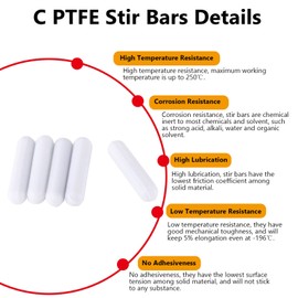 Walfront 5 Unids Tipo-C PTFE Agitador Magnético Laboratorio Agitador Flea Lab para Mezclador Magnético Color (C7×30mm)
