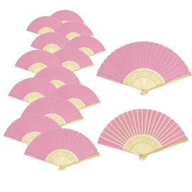 Woohome 15 PCS Hand Fan Foldable Paper Fan for Dancing, Part, Picnic, Wedding Party Gift, Guest Favour Wedding Decoration (Pink)