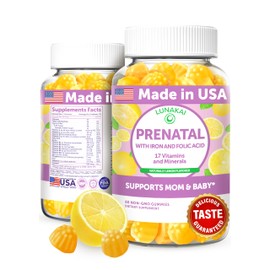 Lunakai USA Made Prenatal Vitamins for Women with Iron & Folic Acid - Delicious Prenatal Gummies, Non-GMO, Gelatin-Free, 60ct