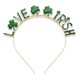 St.Patrick’s Day Headband Rhinestone Shamrock Hairband Glitter LOVE ST.PATRICKS Irish Green Lucky Clover Party Hair Accessory