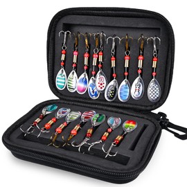 MEYAGOT Trout Spoon Set, 16 Pieces Fishing Lures with Treble Hooks, Spinner Fishing Lure Blinker Fishing Accessories Rubber Fish Spinner Bait, Sequins Artificial Bait for Zander Walleye Perch Trout