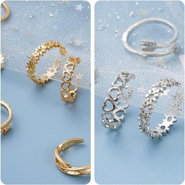 QEBIDVL 24Pcs Adjustable Toe Rings for Women Open Toe Rings Set for Women Gold Silver Plated Toe Rings for Beach, Various Parties, Everyday Wear