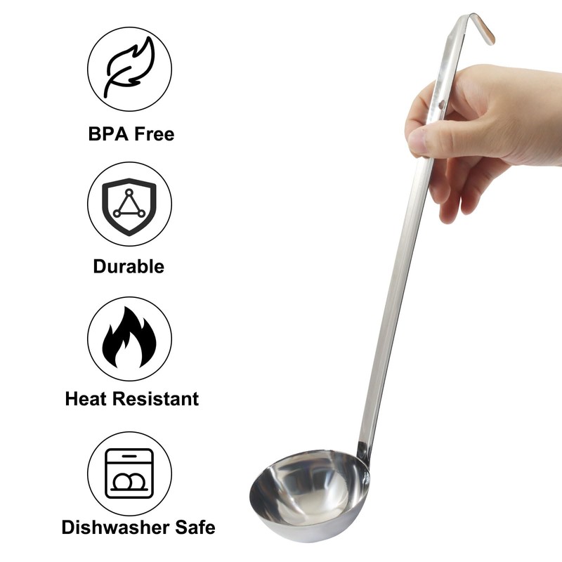 Auvotuis 4 Oz Stainless Steel Ladle, 3 Pcs, 11.8" Long