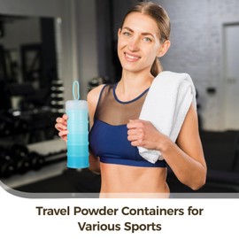 4 Pcs Protein Powder Travel Container, 5 Layers Stackable Formula Container to Go Portable Protein Powder Dispenser with Funnels Stand Supplement Storage Holder for Workout, Fitness, Travel