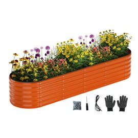 Galvanized Metal Planter Raised Garden Bed Kit for Gardening Outdoor，8x2x1ft Planter Grow Garden Box Raised Flower Bed，Long Vegetable Clearance Herb Raised Garden Beds for Gardening