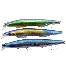 momolures Bass Lures Silent Minnow 140F 25g Silent Assassin Style sea fishing lure seabass (3 Pieces Assort #02)