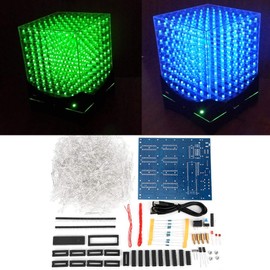 3D LED Cube DIY Kit, 8 x 8 x 8 cm Cube 3D Circuit Board LED Light DIY Kit, LED Light Cube for Creative Gifts, Manual Electronic Assembly Enthusiasts