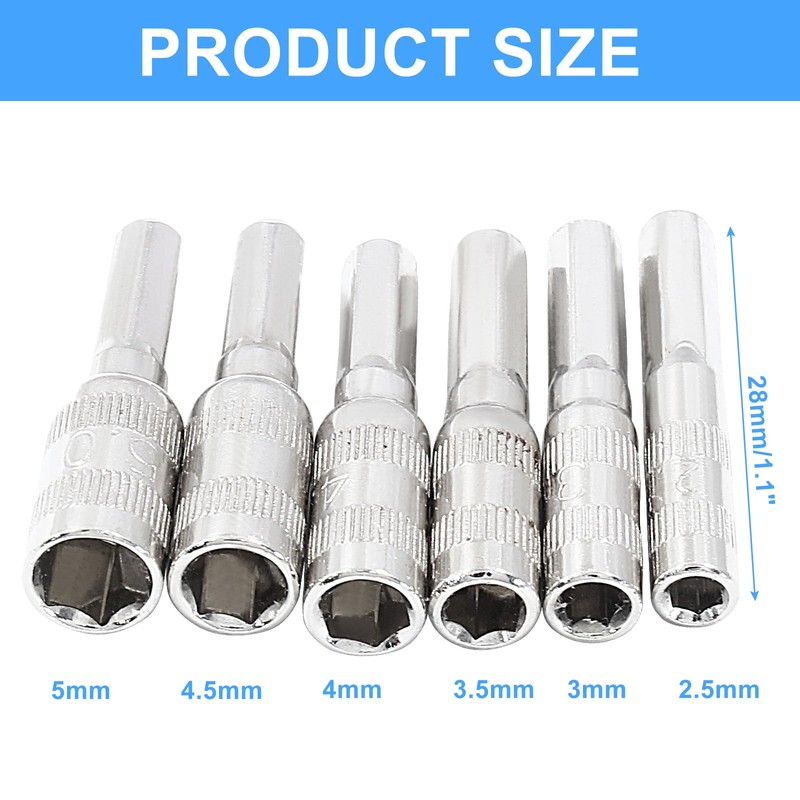 LDEXIN 6 in 1 Hex Socket Adapter with H4 Shank,