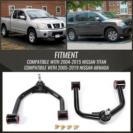 Kojem 2-4" Lift Front Upper Control Arm Kit Compatible with 2004-2015 Nissan Titan/ 2005-2019 Armada (INCLUDES PRO-4X) Steel Powder Coated Black Suspension Arm Kit