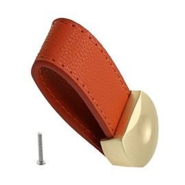 LUXIAOBAO Leather Handle Single Hole Leather Dresser Cabinet Knob with 22mm Screw Vintage Leather Drawer Pull for Door Cupboard Wardrobe Kitchen