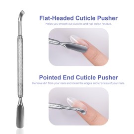 siyuwuro Cuticle Pusher Stainless Steel Cuticle Remover Tool Double Head Dead Skin Pusher Durable Nail Polish Remover Tool for Manicure Pedicure Cuticle Removal Nail Cuticle Cleaning Tools