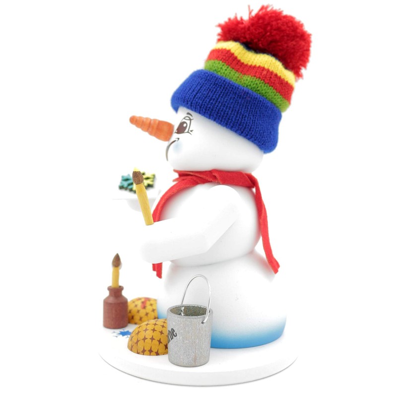 Kuhnert Ore Mountains Wood Art Incense Burner, Incense Figurine, Snowman,