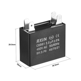 uxcell Ceiling Fan Capacitor CBB61 2.5uF 450V AC Double Insert Metalized Polypropylene Film Capacitors 36.5x16x29.5mm for Water Pump Motor Generator