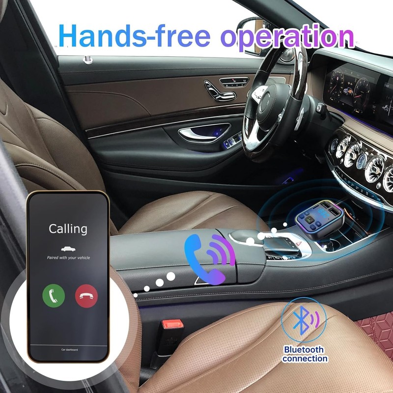 Car Bluetooth Transmitter,5.3 FM Bluetooth Adapter,PD 20W & QC 3.1