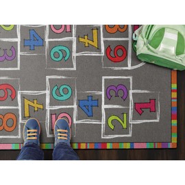 Flagship Carpets Hopscotch Rainbow Numbers Activity Area Rug for Children's Classroom or Home Learning Mat, Kids Room or Playroom Carpet, 3' x 5', Multicolor