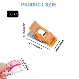 kclkda 100 Pcs Heavy Duty Sewing Clips for Fabric, Non-Slip Quilting Clip Multi-Color Sewing Clips Durable Plastic Quilting Crafting Clip for Sewings, Dressmaking Crafting, Hanging Objects