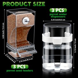 Yaomiao 6 Pcs No Mess Bird Feeders Automatic Clear Parrot Water Dispenser Acrylic Quail Feeder and Watered Cage Accessories Indoor for Small and Medium Parrot Cockatiel Canary