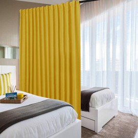 DWCN Room Divider Curtain - Patio Sliding Door Curtains, Extra Wide Blackout Curtains with Back Tab & Rod Pocket for Living Room and Bedroom Partition, 100 x 96 Inches Yellow