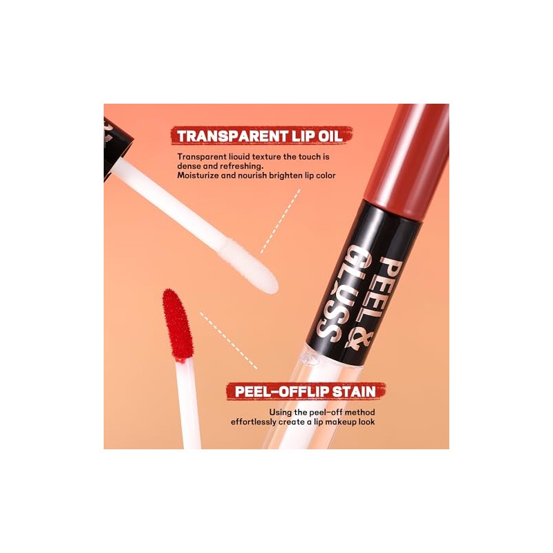 Labial Tipo Tinta Peel-Off Mate Doble Cabezal con Brillo, 07